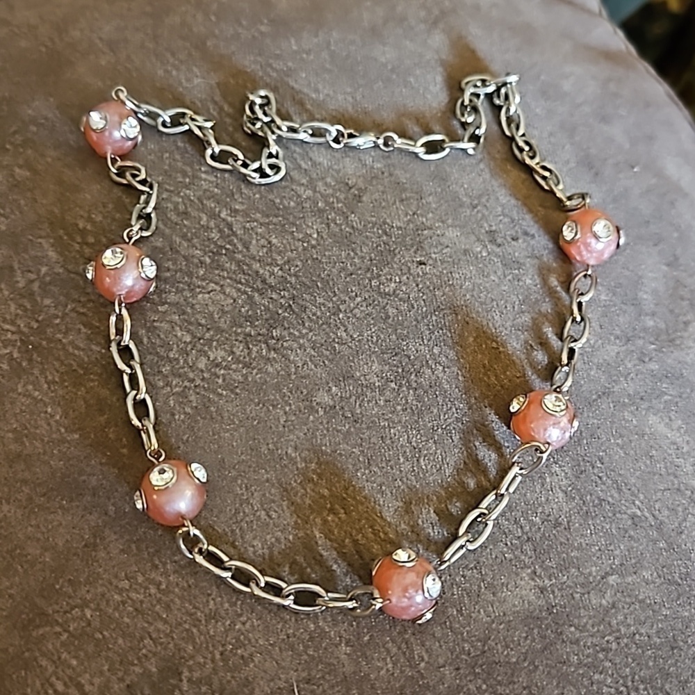 VTG BIJOUX TERNER Acrylic Rhinestone Bead Chain Necklace Earrings Set - Picture 6 of 7